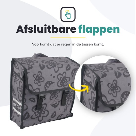 Voltano Voorgevormde Enkele Fietstas Floral Fusion - Pakaftas Grijs - 100% Waterdicht - Vrolijke Fietstas van Voltano — afbeelding 3