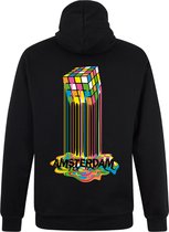 Zwarte Neon Sweater Trui Rubik's Cube Amsterdam S