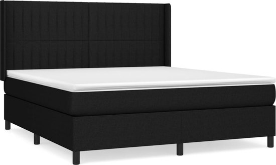 vidaXL-Boxspring-avec-matelas-tissu-noir-160x200-cm