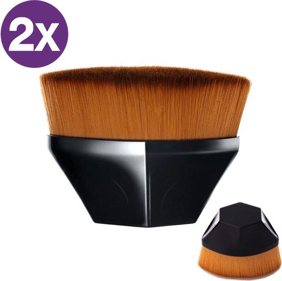 2 stuks Groot formaat Foundation Brush - Synthetische borstelharen voor een natuurlijke en egale make-up