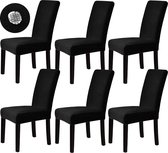 Stoelhoezen Set van 6 stoelhoezen stretchhoezen voor schommelstoelen eetkamerstoelen stoelen bescherming stoelhoezen decoratieve bi-elastische hoes voor hotel, bruiloft, banket, keuken, restaurant, feest, kantoor (zwart)