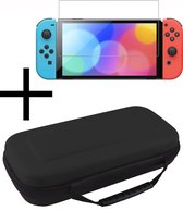 Hoesje Geschikt voor Nintendo Switch Case Hoes Hard Cover Met Screenprotector - Hoes Geschikt voor Nintendo Switch Hoes - Zwart
