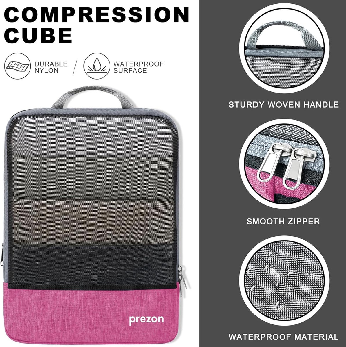 OW-Travel Makkelijk Organiseerbare Compressie Verpakkingskubussen voor Koffers. 2 Medium 2 Grote Reiskubussen voor Reistas Rugzak Bagage