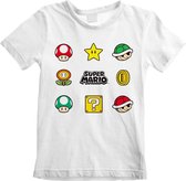 Nintendo Super Mario - Items Kids Tshirt - Kids tm 6 jaar - Wit