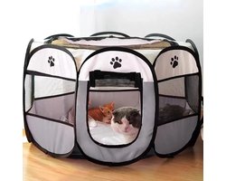 Kattenhok - opvouwbaar - Kattenhuis - Voordeur Met Rits - Kattenkooi - Voor Binnen en Buiten - Hondenhuis- grijs