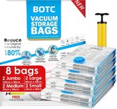 BOTC Vacuüm Opbergzakken met Pomp - 8 Pack - 4 Maten vacuümzakken - Opbergzak - Transparant