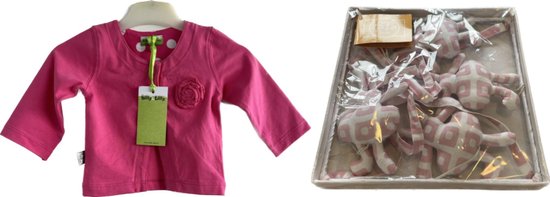 Setje - Billy Lilly - shirt - roze - bloem - meisjes + boxmobiel - roze 4