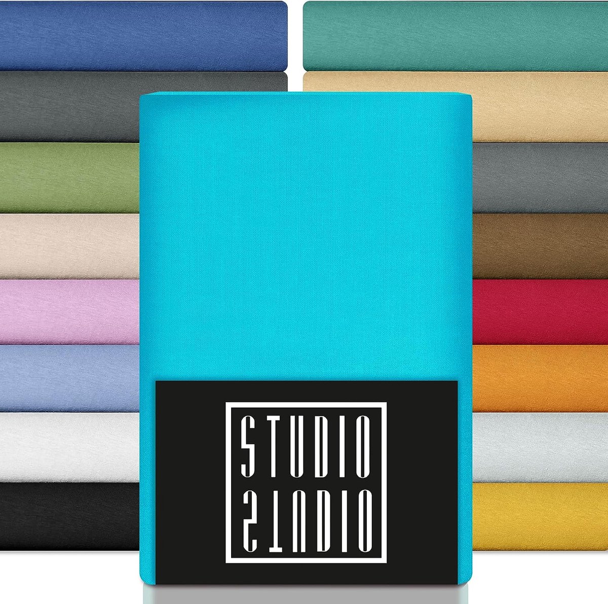 STUDIO Hoeslaken 180x200cm - 200x200cm, Made in Green/EU, 100% katoen, merkkwaliteit, bedlaken hoeslaken jersey 180x200-200x200 - turquoise