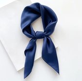 Dames sjaaltje satijn-Blauw 70x70 CM - Youhomy accessoires Fashion Zijde zachte Sjaaltje- Hoofdsjaal - Cadeau voor vrouwen ,dames- Stewardess Sjaaltje blauw