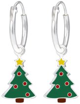 Joy|S - Zilveren kerstboom bedel oorbellen - kerst oorringen - kinderoorbellen