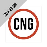 Pictogram/ bord | Verboden voor CNG-wagens | 20 x 20 cm | Dikte: 1 mm | CNG | Ondergrondse parking | Parkeergarages | Gevaar | Parking | Compressed natural gas | Openbare parkeerplaats | 1 stuk