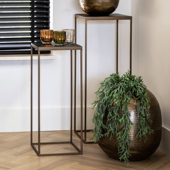 Light & Living Zuil Chisa Hout/Antiek Brons Set Modern bol