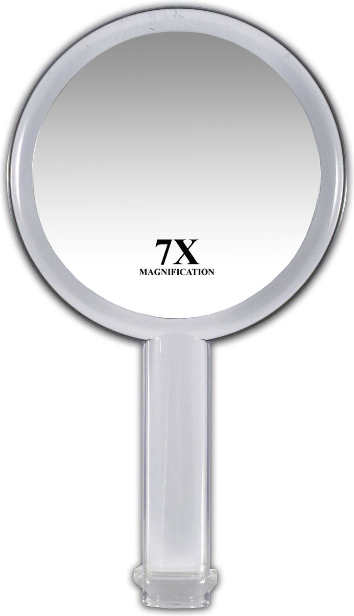 Handspiegel acryl spiegel transparant - 7x vergroting - Ø13cm - make up spiegel