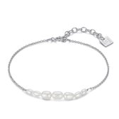 Twice As Nice Armband in zilver, zeven zoetwaterpareltjes 19 cm