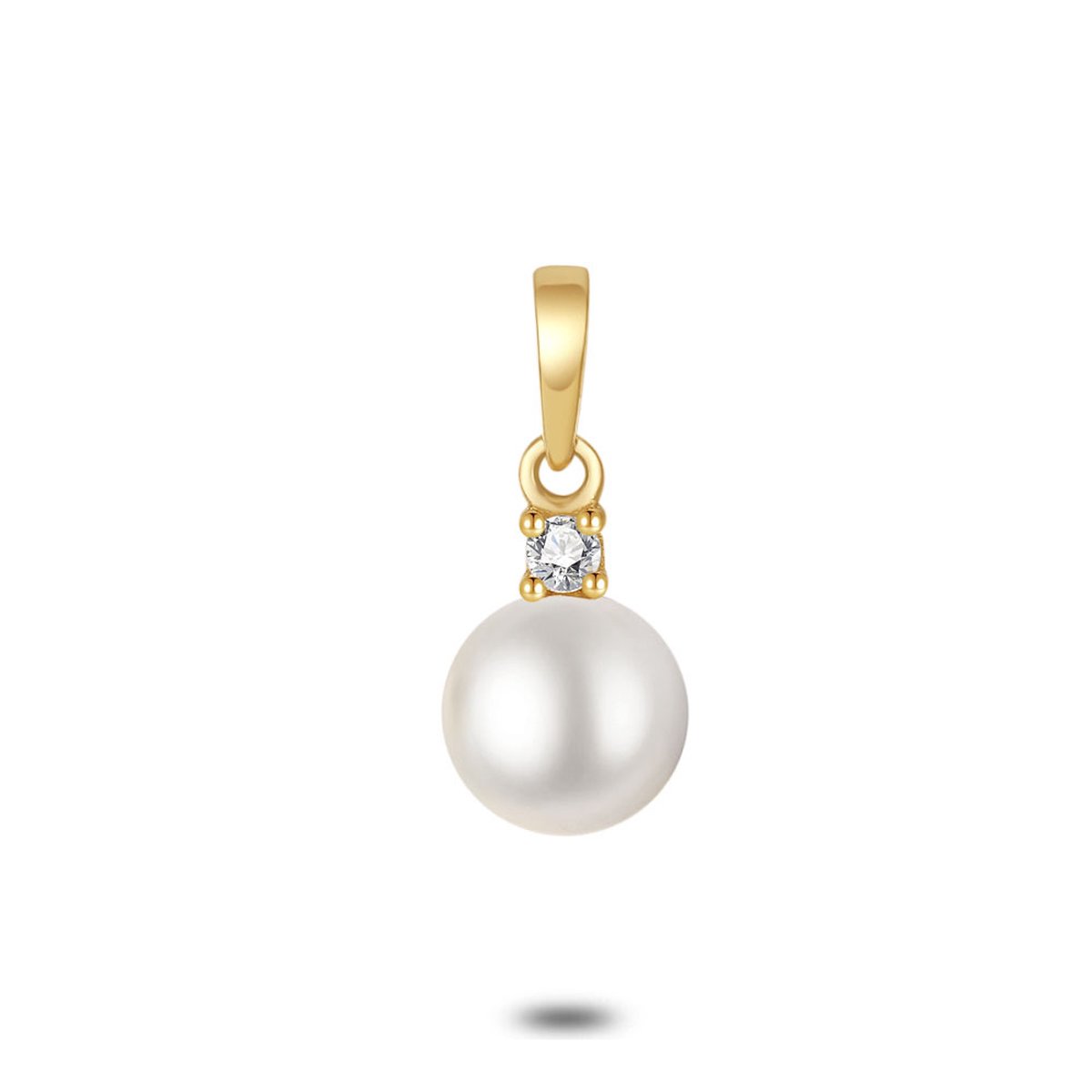 Twice As Nice Hanger in 18kt verguld zilver, parel met zirkonia