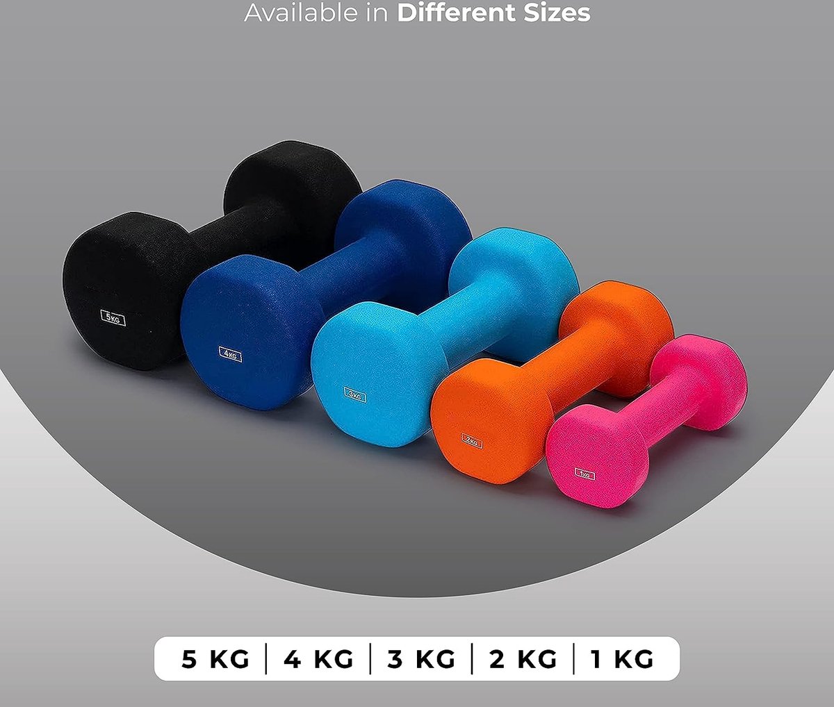 ab.Neoprene Dumbbells Pair Set of 2 (Black, 5 Kg) Material-Vinyl | Skin Friendly | Exercise and Fitness for Womens and Mens at Home/Gym | Adjustable Workout | Build Strength | Excellent Training Features – foto 3