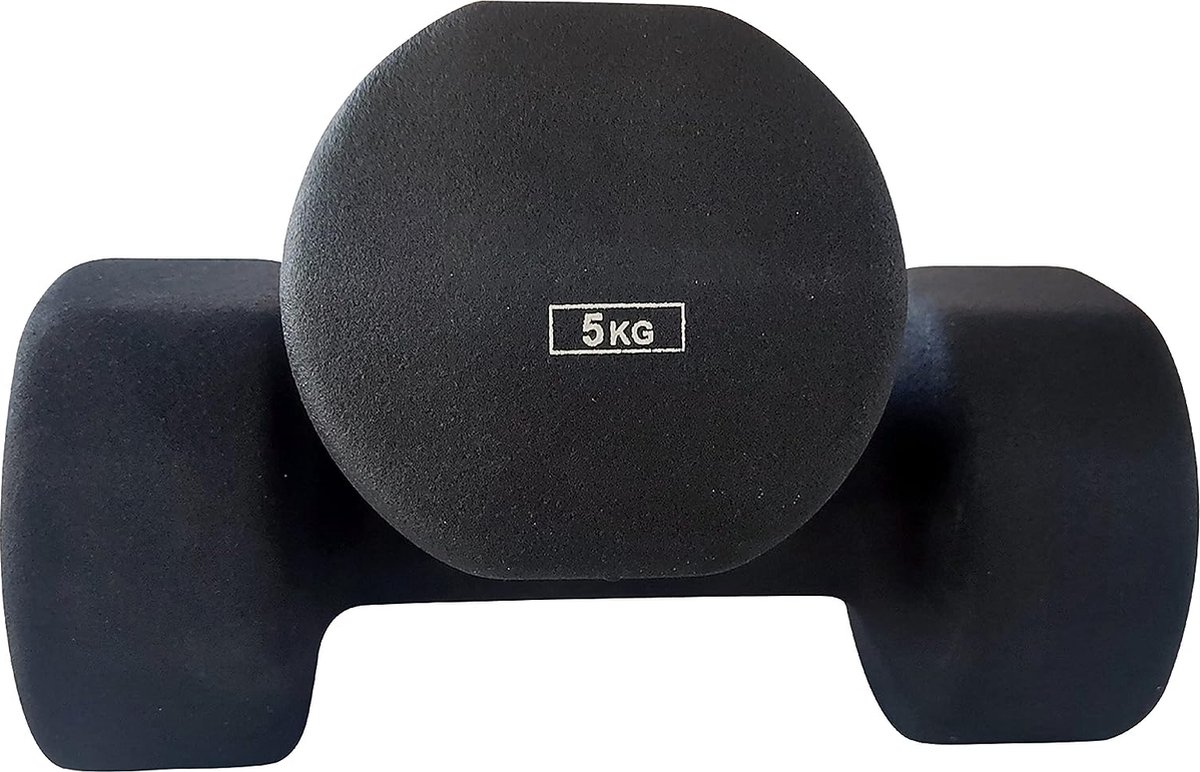 ab.Neoprene Dumbbells Pair Set of 2 (Black, 5 Kg) Material-Vinyl | Skin Friendly | Exercise and Fitness for Womens and Mens at Home/Gym | Adjustable Workout | Build Strength | Excellent Training Features