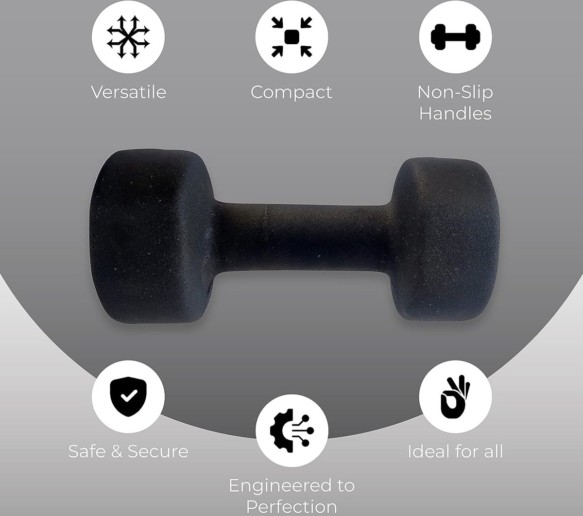ab.Neoprene Dumbbells Pair Set of 2 (Black, 5 Kg) Material-Vinyl | Skin Friendly | Exercise and Fitness for Womens and Mens at Home/Gym | Adjustable Workout | Build Strength | Excellent Training Features – foto 6