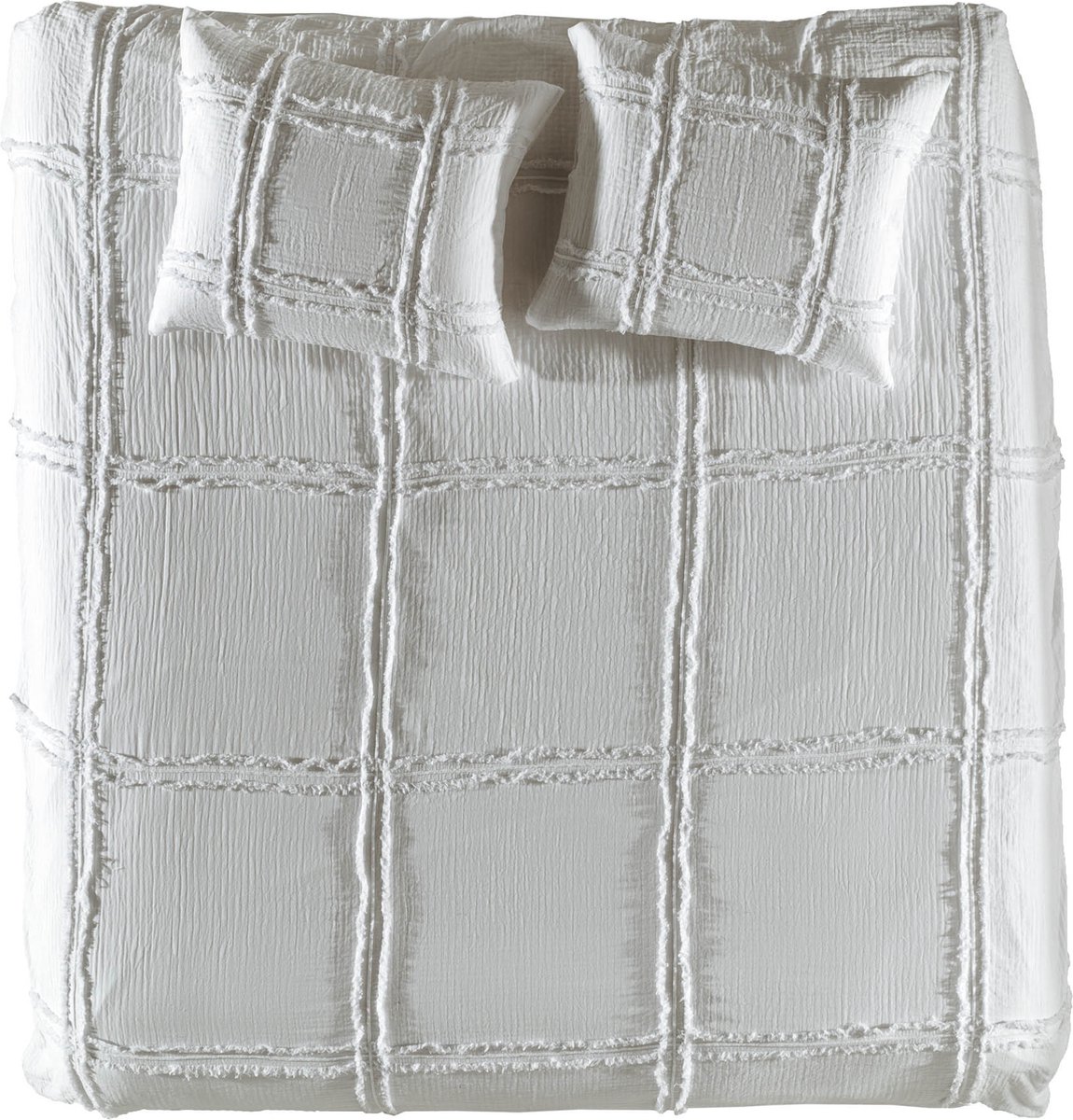 Yellow Dekbedovertrek Adelaïde - Bedlinnen met Ruiten print - 200x220 - Off-White - Dekbedhoes van Katoen