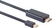 Powteq - 1 meter - Premium mini Displayport naar HDMI kabel - 4K 30 Hz - Gold-plated - 3 x afgeschermd - Topkwaliteit kabel