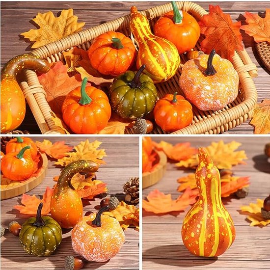 Lot De 50 Décorations D'automne : Citrouilles Mousse, Feuilles Soie, Pommes De Pin - Pour Couronnes, Tables Halloween, Thanksgiving