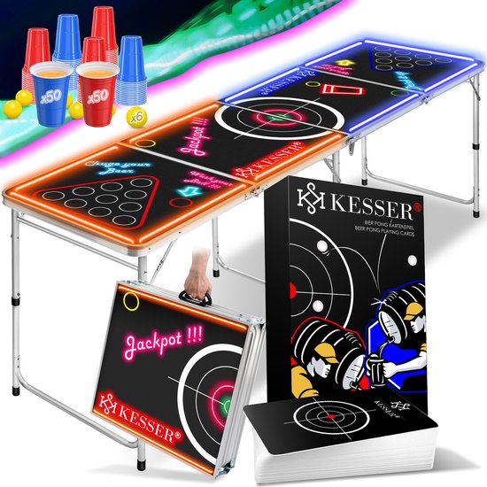 BEERBALLER® Allblack Bierpong tafel met bekerhouder BEERBALLER® Allblack Bierpong tafel met bekerhouder