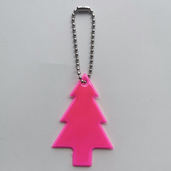 Reflecterende sleutelhanger - 1 stuks - Kerstboom - Roze