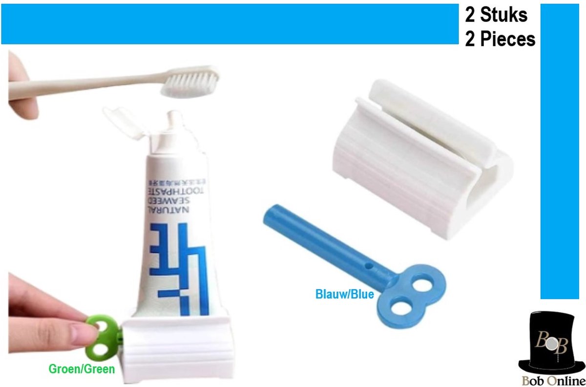Bob Online™ - 2 Stuks – Blauw & Groen Tandpastadispenser - Rollende Tubeknijpers, Tandpasta, Knijper voor Tandpasta, Zithouder, Crèmezalf, Multifunctioneel Tubeknijper voor eten, tandpasta & Crème/Zalf – Multifunctional Manual Toothpaste Dispenser
