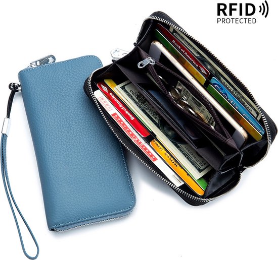 Portefeuille pour femme, porte-cartes, RFID, pour passeport, téléphone, billets de banque, porte-cartes, porte-monnaie - Marron