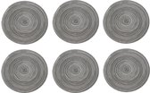Krumble Placemat rond - Placemats - Onderleggers - Onderzetters - Tafelaccessoires - Set van 6 - Diameter 36 cm - Zilver/grijs