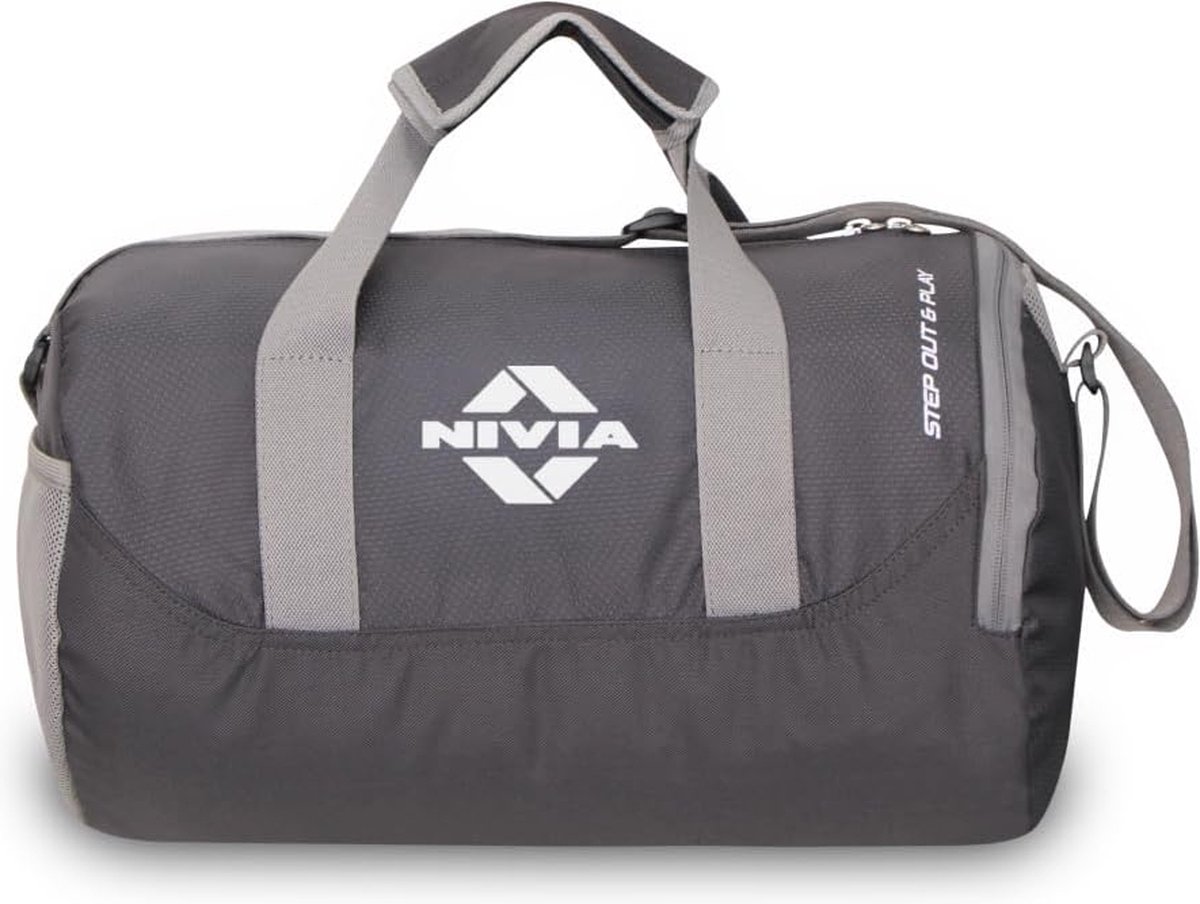 Nivia Beast Gym Bag-4 Anthracite for Youth & Unisex ( Gray, Size-L ) Material-Polyester | Shoulder Bag | Separate Shoe Compartment | Carry Gym Accessories | Fitness Bag | Sports & Travel Bag