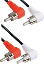 Powteq - 1.5 meter premium composiet audio kabel - 2 kanten haakse stekkers - 2 x RCA / 2x tulp - Stereo audio