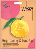 Simply When Vegan Citron Brightening & Tone Up Face Mask Sheet - Vegan Gezichtsmasker met vitamine C & vitamine B3 - Cruelty free - Korean Skincare