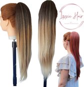Loxxie® Wrap Around Ponytail Haar Extensions Paardenstaart Extension - Human Hair Blend - Ombre As Bruin Blond- 70 cm