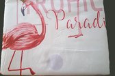 Dekbedovertrek 200x220 3 delig Katoensatijn Flamingo wit