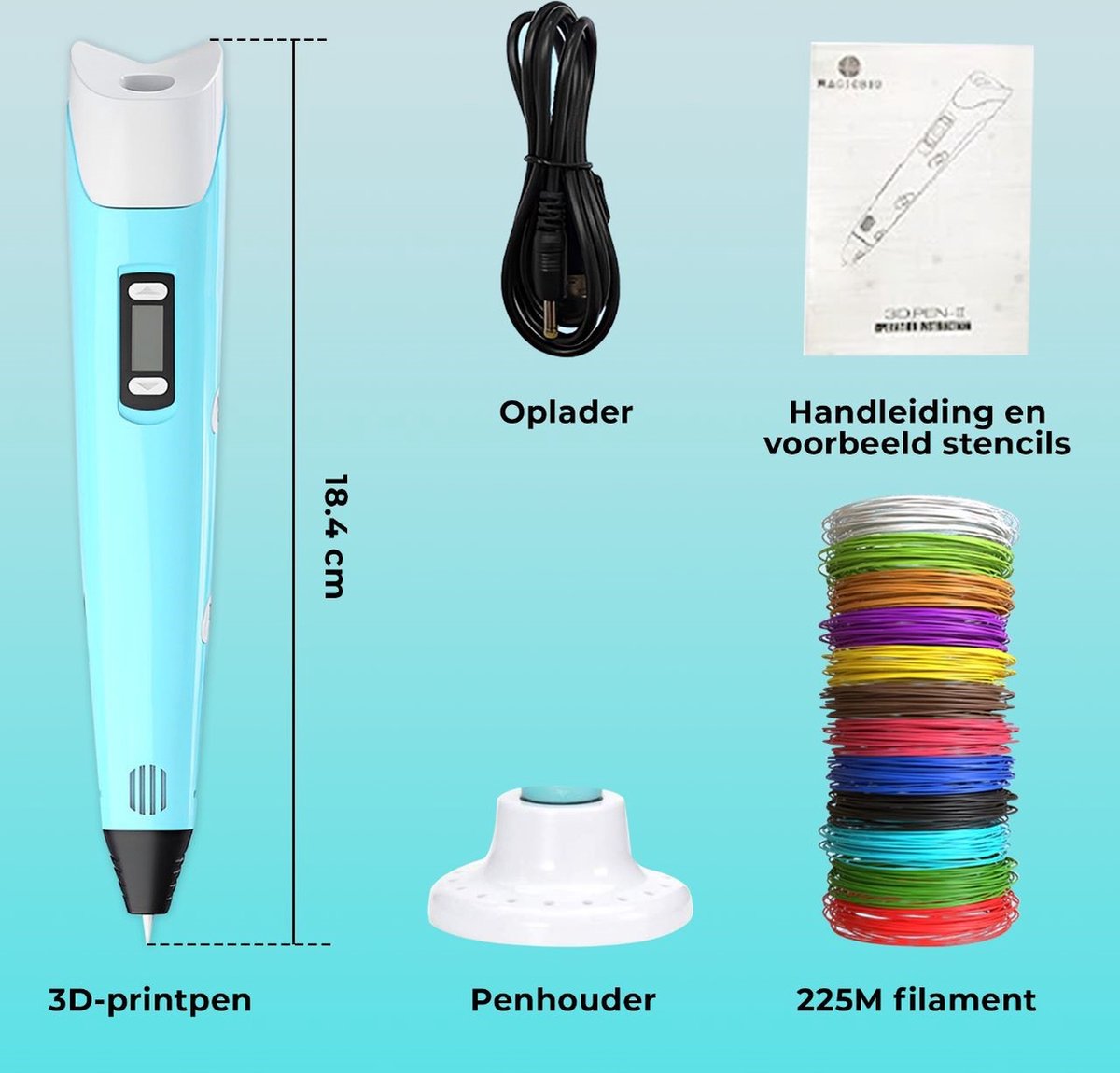 Stylo 3D B-care - Comprend 225 mètres de filament PLA - Starter Pack XL -  Kit de