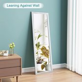 Wandspiegel 33x119cm spiegel onbreekbare garderobespiegel halspiegel in hoogte verstelbare hangspiegel met haak (zilver)