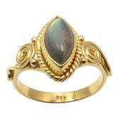 Natuursieraad -  925 sterling zilver goud verguld labradoriet ring maat 17.25 mm - luxe edelsteen sieraad - handgemaakt