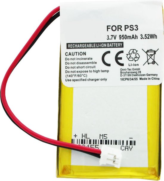 AccuCell-batterij geschikt voor Sony PS3 SIXAXIS draadloze controllerbatterij LIP1859, CS-SP130SL, LIS1359, LIP1472