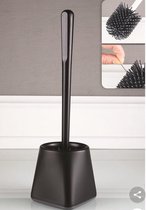 Fresh Toiletborstel - toiletborstel silicone zwart met vloerstandaard zelfreinigend, zacht en grondig, 35,5 cm, wc-borstel siliconen badkamer