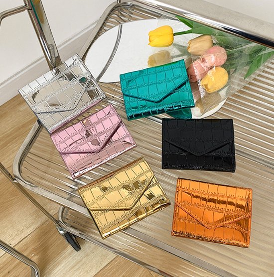 Portefeuille Croco - Rose | 11x9x1xcm | Simili cuir | Mode Favorite