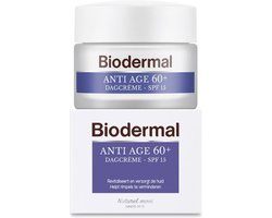 Biodermal Anti Age 60+ Dagcrème SPF 15, 50 ml - Dag crème met Hyaluronzuur en Ceramide, Geeft de huid meer stevigheid, Verbetert de huidteint