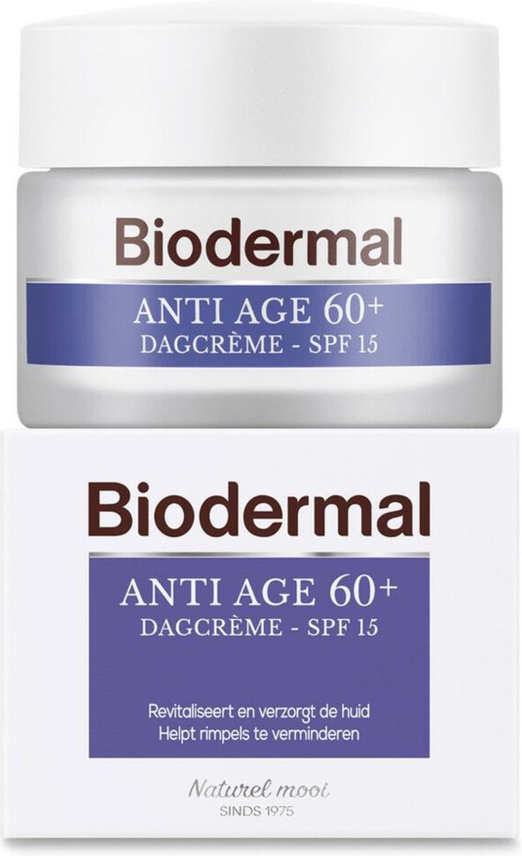 Biodermal Anti Age dagcrème 60+ - Dagcrème met hyaluronzuur en ceramide - met - SPF15 - Geeft de huid meer stevigheid - 50ml