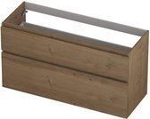 INK Fineer 45 Wastafelonderkast - 120x45x65cm - 2 lades - greeploos - houten keerlijst - a symmetrisch - MDF Fineer Ash grey