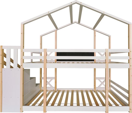 Merax Stapelbed 90x200 cm - Kinderbed met Opbergruimte en Valbeveiliging -  Bed met... | bol
