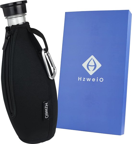 Babyflesje - Premium beschermhoes compatibel met SodaStream Crystal glazen fles, breukbescherming, koeleffect, neopreen hoes voor glazen flessen, ideaal accessoire voor onderweg (zwart)