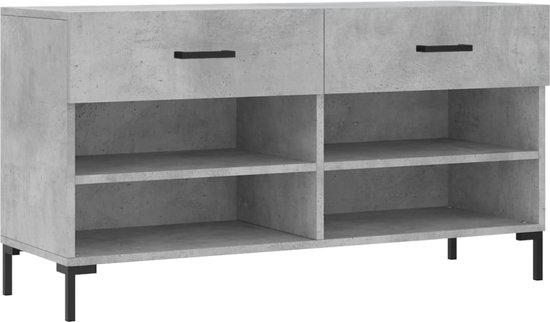 vidaXL - Schoenenbank - 102x35x55 - cm - bewerkt - hout - betongrijs