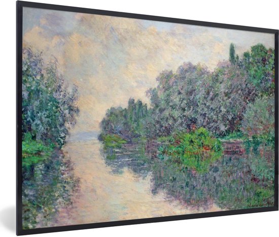 Fotolijst incl. Poster - Ochtend op de Seine bij Giverny - Schilderij van Claude Monet - 60x40 cm - Posterlijst