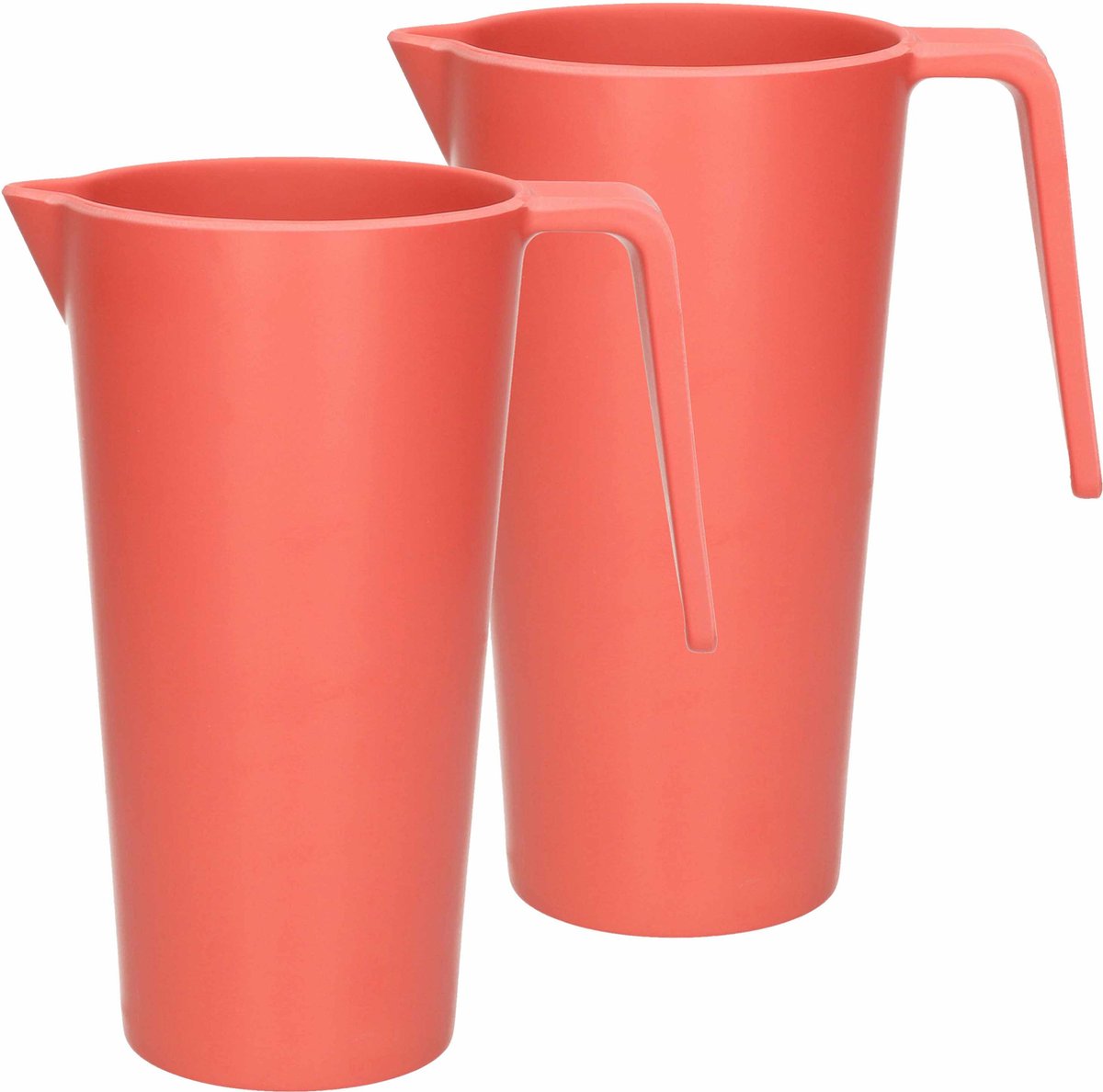 Excellent Houseware Schenkkan/waterkan - 2x - rood - 1500 ML - melamine - D10 x H21 cm