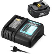 SIDANO® DC18RC enkellader en 1 batterij 18V 5.0Ah ter vervanging / geschikt voor Makita BL1860 - BL1850 - BL1840 - BL1830 - BL 1820 - BL1815